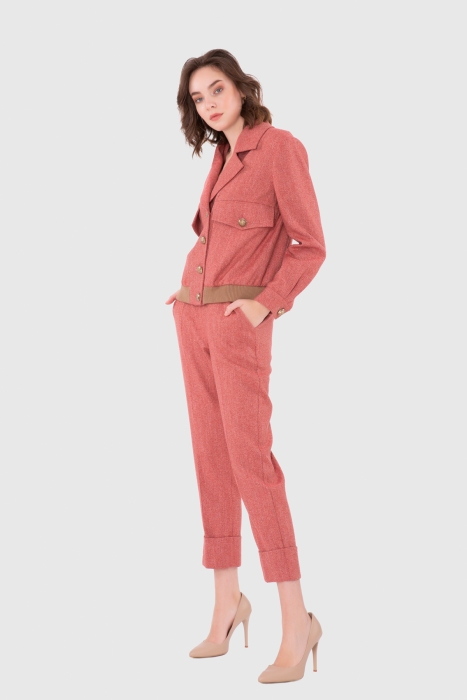 Gizia Short Bomber Textured Red Jacket Tweet Set. 3 Gizia Short Bomber Textured Red Jacket Tweet Set. 3