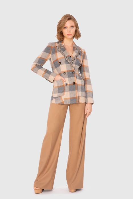 Gizia Checked Patterned Two Fabric Brown Suit. 3 Gizia Checked Patterned Two Fabric Brown Suit. 3