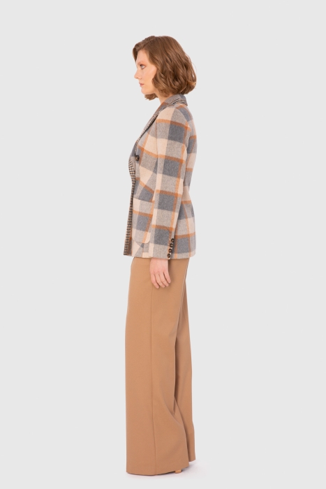 Gizia Checked Patterned Two Fabric Brown Suit. 2 Gizia Checked Patterned Two Fabric Brown Suit. 2
