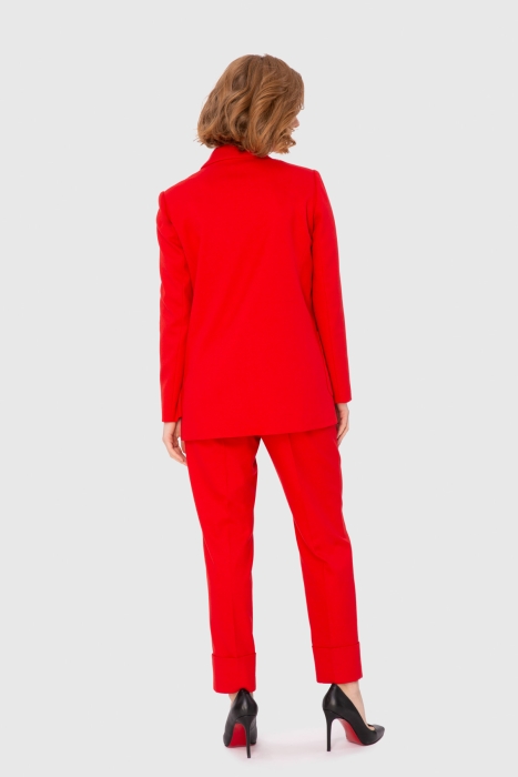 Gizia Mono Closure Brooch Detailed Red Suit. 2