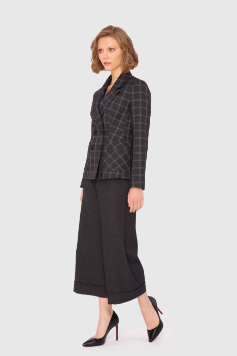 Gizia Checkered Double-Breasted Gray Suit With Double Legs. 1