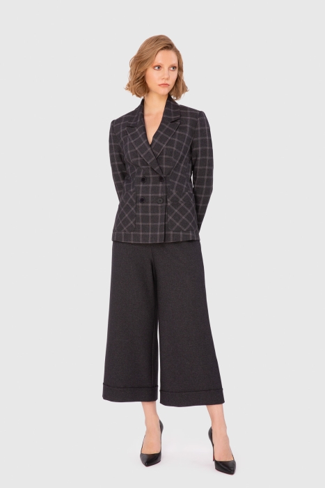 Gizia Checkered Double-Breasted Gray Suit With Double Legs. 3