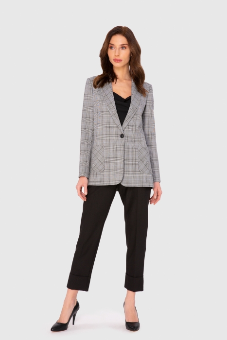 Gizia Checked Patterned Double Leg Black Suit. 1