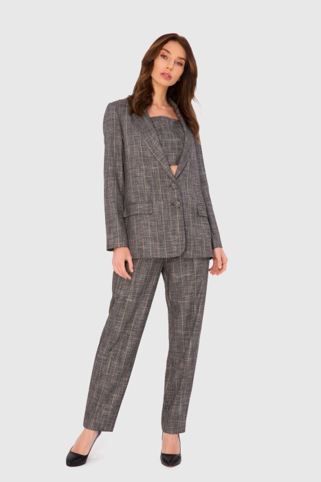 Gizia Textured Fabric Gray Suit. 1