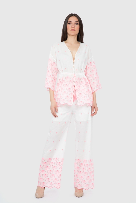 Gizia Three Quarter Sleeve Lace Embroidered Pink Suit. 1