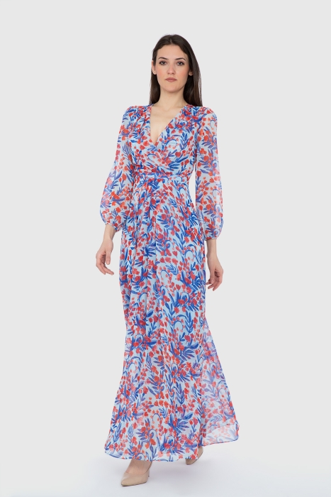Gizia Three Quarter Sleeve Floral Patterned Long Dress. 2