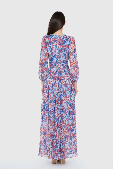 Gizia Three Quarter Sleeve Floral Patterned Long Dress. 1
