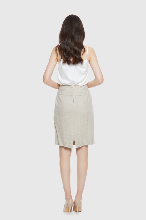 Gizia Zipper And Pocket Detailed Mini Gray Skirt. 1