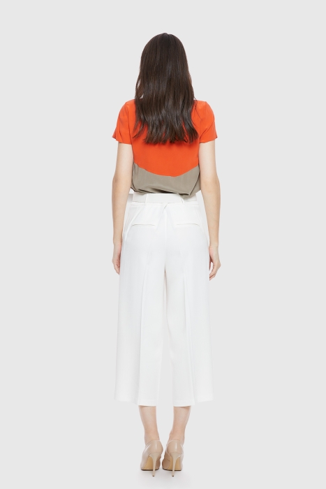 Gizia Ecru Colored Wide Cut Trousers. 3