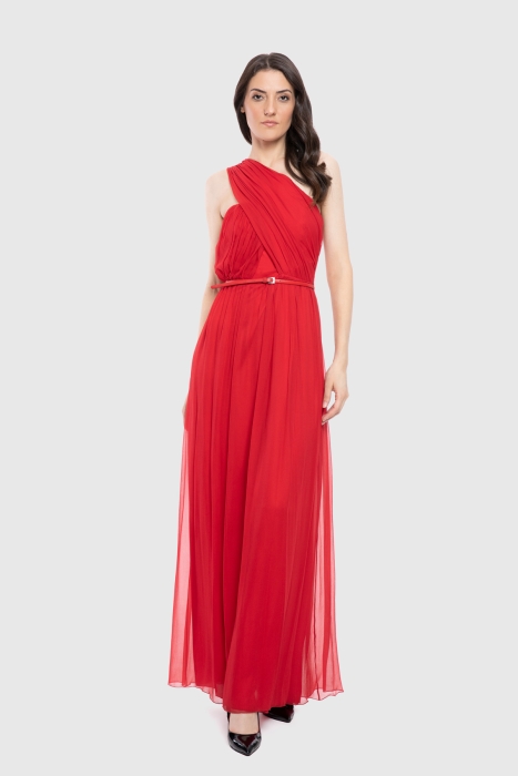 Gizia One Shoulder Strap Long Red Dress. 1
