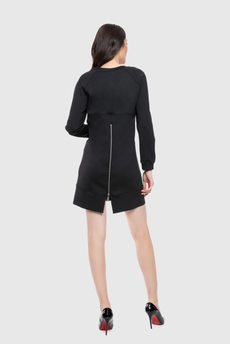 Gizia With Embroidered Collar Detail Long Sleeve Light Black Dress. 3