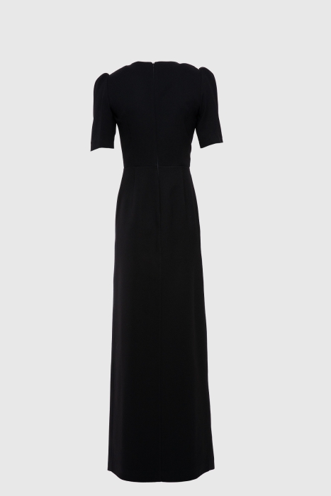 Gizia Front Double Slit Embroidered Detailed Black Evening Dress. 2