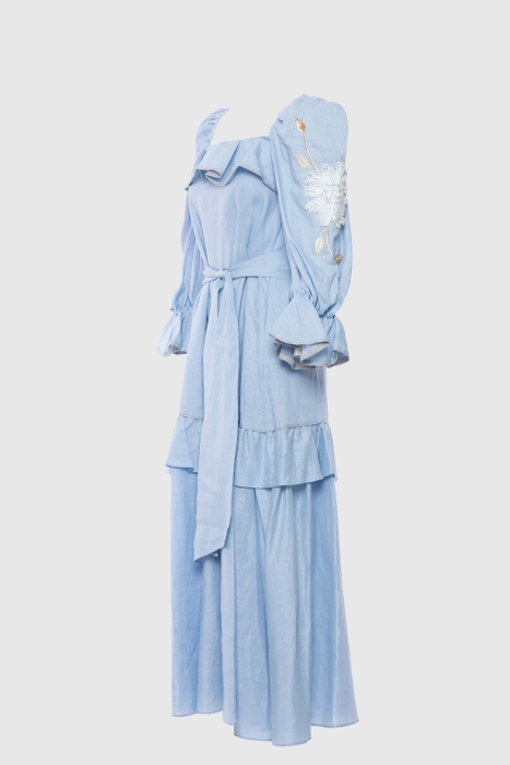 Gizia فستان أزرق طويل منقوش. 3