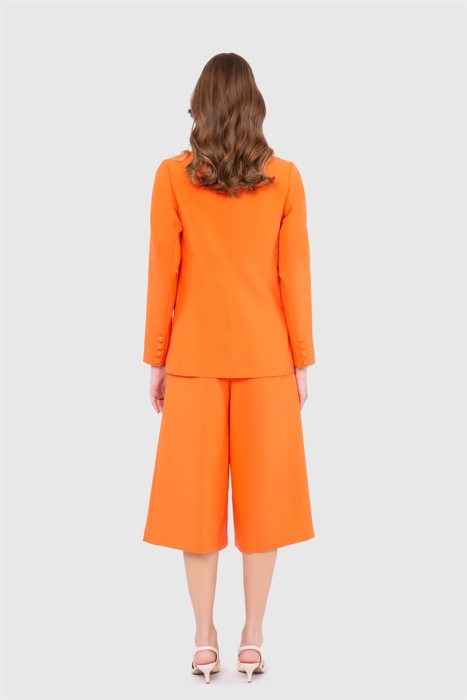 Gizia Collar Detailed Jacket and Skirt Orange Suit. 2