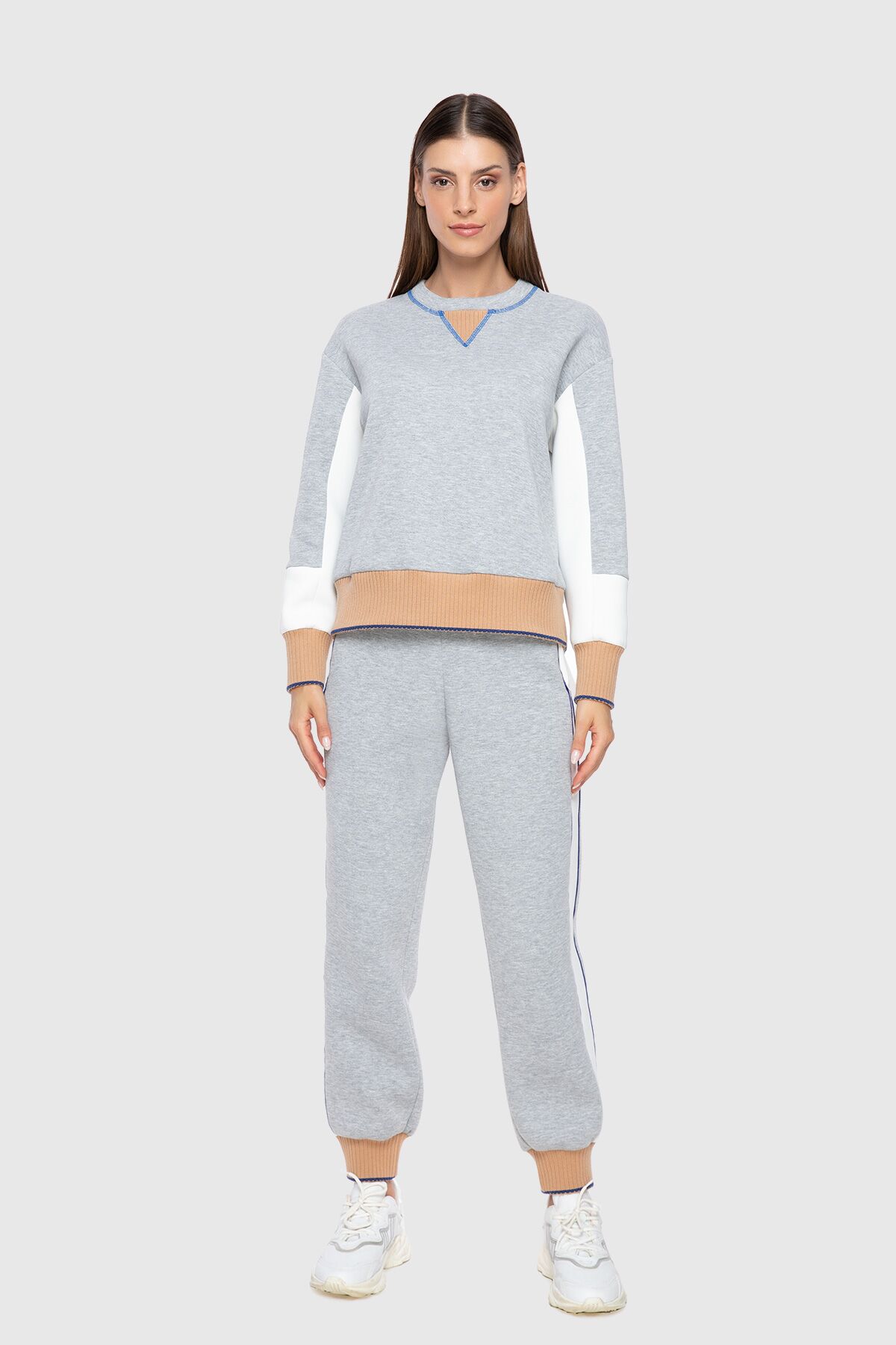 GIZIA SPORT - Knitwear Detailed Gray Sweatshirt