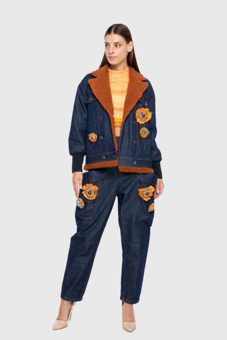 Gizia Embroidered Faux Fur Detailed Jean Jacket. 1 Gizia Embroidered Faux Fur Detailed Jean Jacket. 1