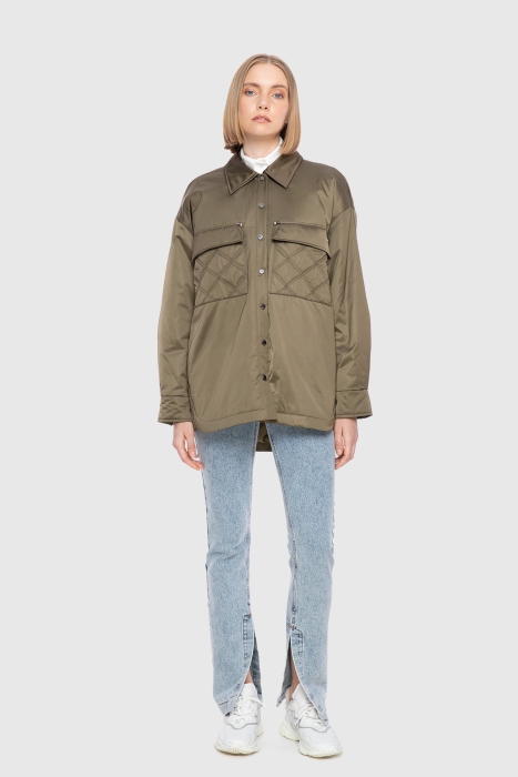 Oversize Down Jacket with Quilted Embroidered Back Gizia