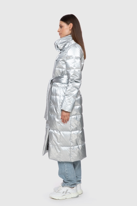 Gizia Grey Inflatable Coat With Stand-Up Collar Belt. 2