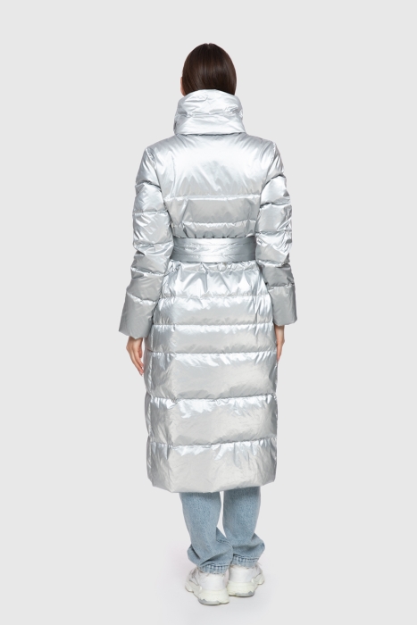 Gizia Grey Inflatable Coat With Stand-Up Collar Belt. 3