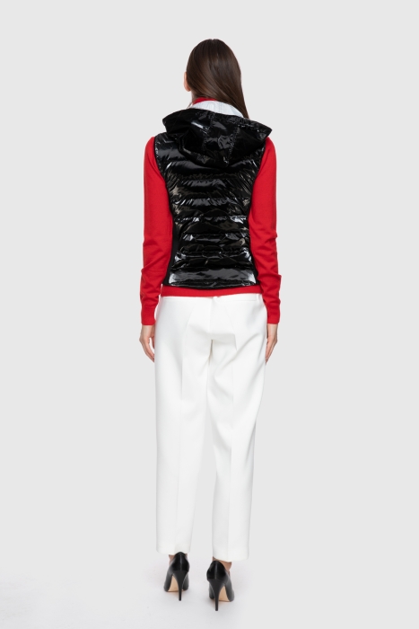 Gizia With Knitwear And Embroidery Detail Black Inflatable Vest. 3