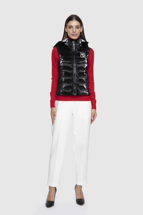 Gizia With Knitwear And Embroidery Detail Black Inflatable Vest. 1