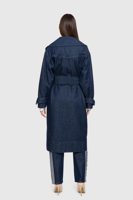 Gizia Beaded Embroidered Roving Stitched Jean Trenchcoat. 3