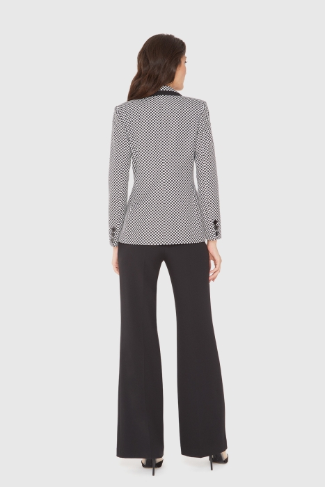 Gizia Black Suit with Contrast Collar Garnish Gingham Palazzo Pants. 3 Gizia Black Suit with Contrast Collar Garnish Gingham Palazzo Pants. 3