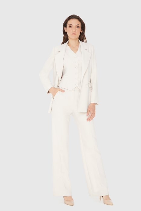 Gizia Comfortable Cut Palazzo Trousers and Vest 3-Piece Ecru Suit. 1 Gizia Comfortable Cut Palazzo Trousers and Vest 3-Piece Ecru Suit. 1