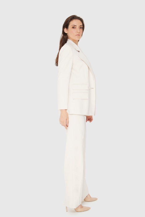 Gizia Comfortable Cut Palazzo Trousers and Vest 3-Piece Ecru Suit. 2 Gizia Comfortable Cut Palazzo Trousers and Vest 3-Piece Ecru Suit. 2