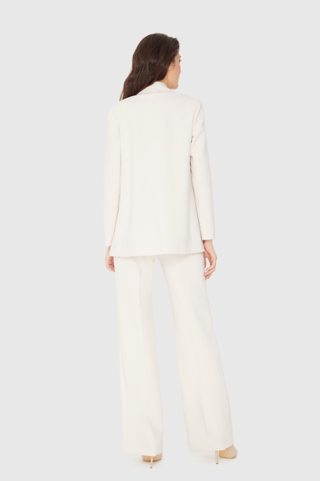 Gizia Comfortable Cut Palazzo Trousers and Vest 3-Piece Ecru Suit. 3