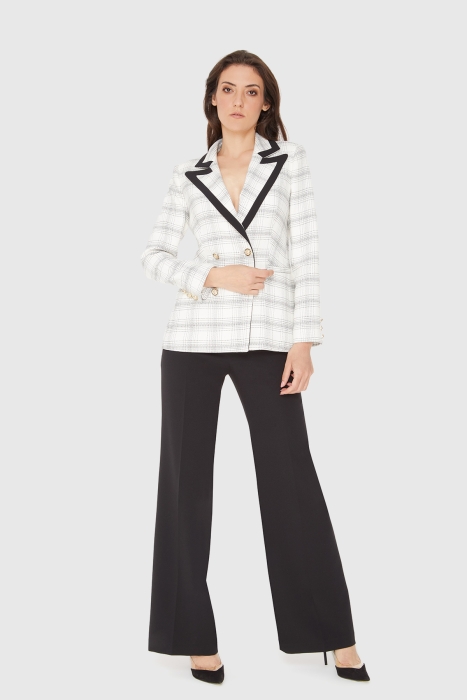 Gizia Ecru Suit with Contrast Black Garnish Palazzo Pants. 1