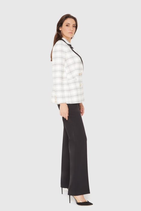 Gizia Ecru Suit with Contrast Black Garnish Palazzo Pants. 2