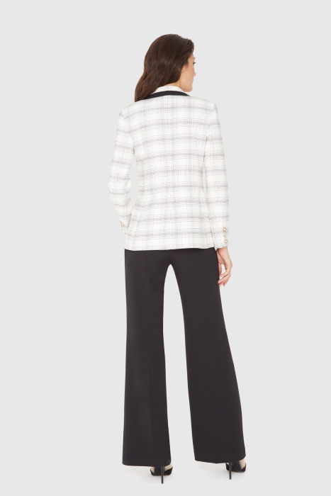 Gizia Ecru Suit with Contrast Black Garnish Palazzo Pants. 3