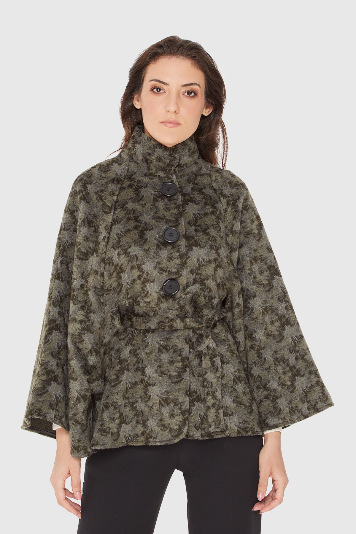 4G CLASSIC - Cashmere Textured Green Poncho