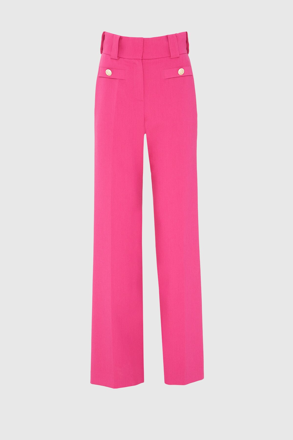 GIZIA - Gold Button Detailed High Waist Pink Trousers