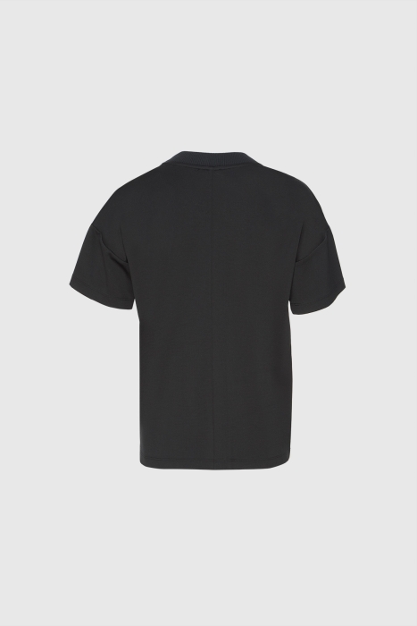 Gizia Embroidered Detailed Black T-shirt. 3