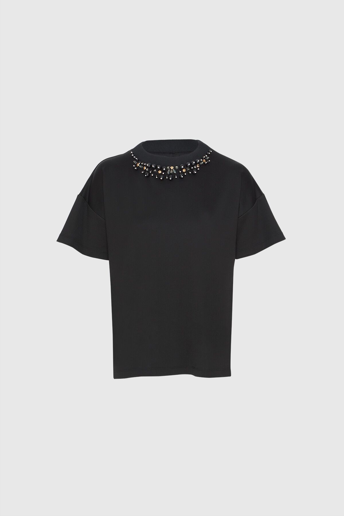 GIZIA SPORT - İşleme Detaylı Siyah T-shirt