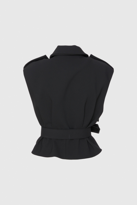 Gizia Belted Low Shoulder Form Black Vest. 2