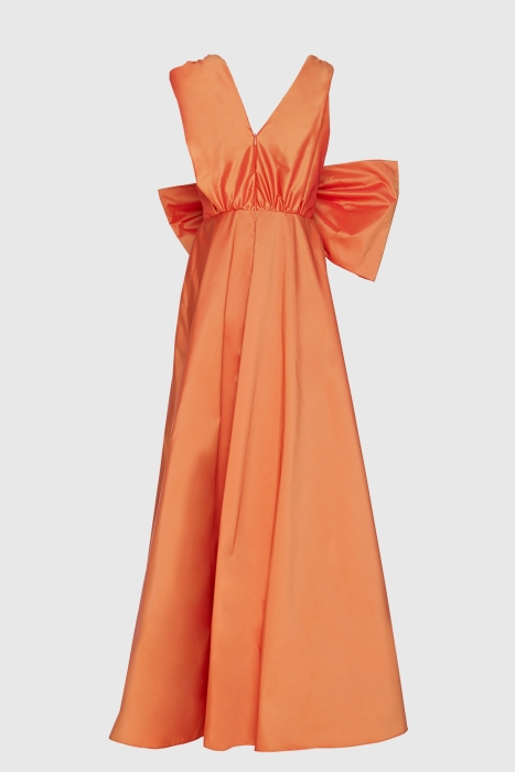 Gizia With Bow Tie Detailed Front Short Back Long Coral Evening Dress. 3