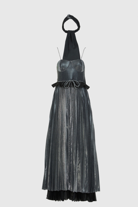 Gizia Tie Detailed Gray Dress. 1