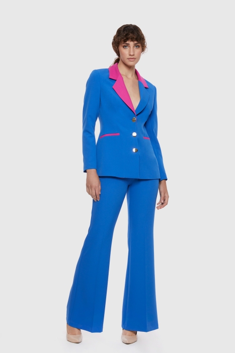 Gizia Contrast Collar Blue Suit. 1