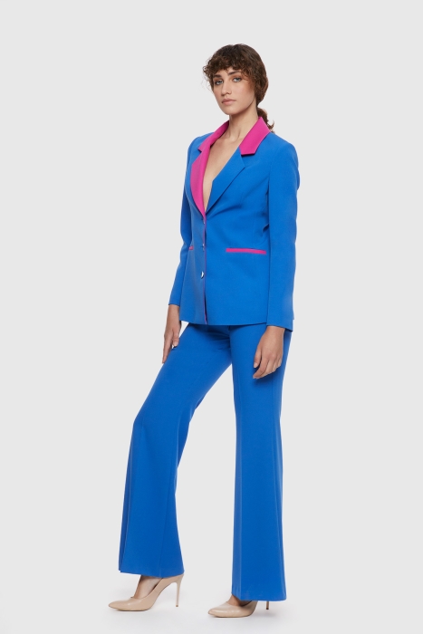 Gizia Contrast Collar Blue Suit. 2