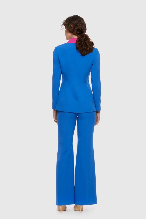 Gizia Contrast Collar Blue Suit. 3
