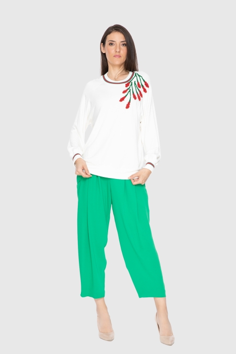 Gizia Oversized Sweatshirt With Red Embroidery Detail. 1 Gizia Oversized Sweatshirt With Red Embroidery Detail. 1