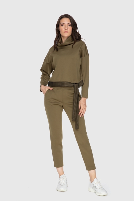 Gizia Turtleneck Khaki Sports Swetshirt. 1