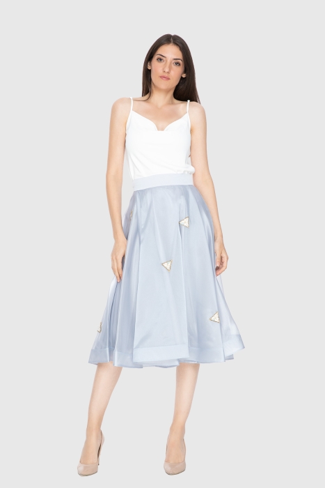 Gizia Embroidery Detailed, Transparent Flared Skirt. 1