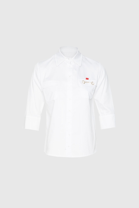 Gizia Pocket Detailed White Shirt. 1