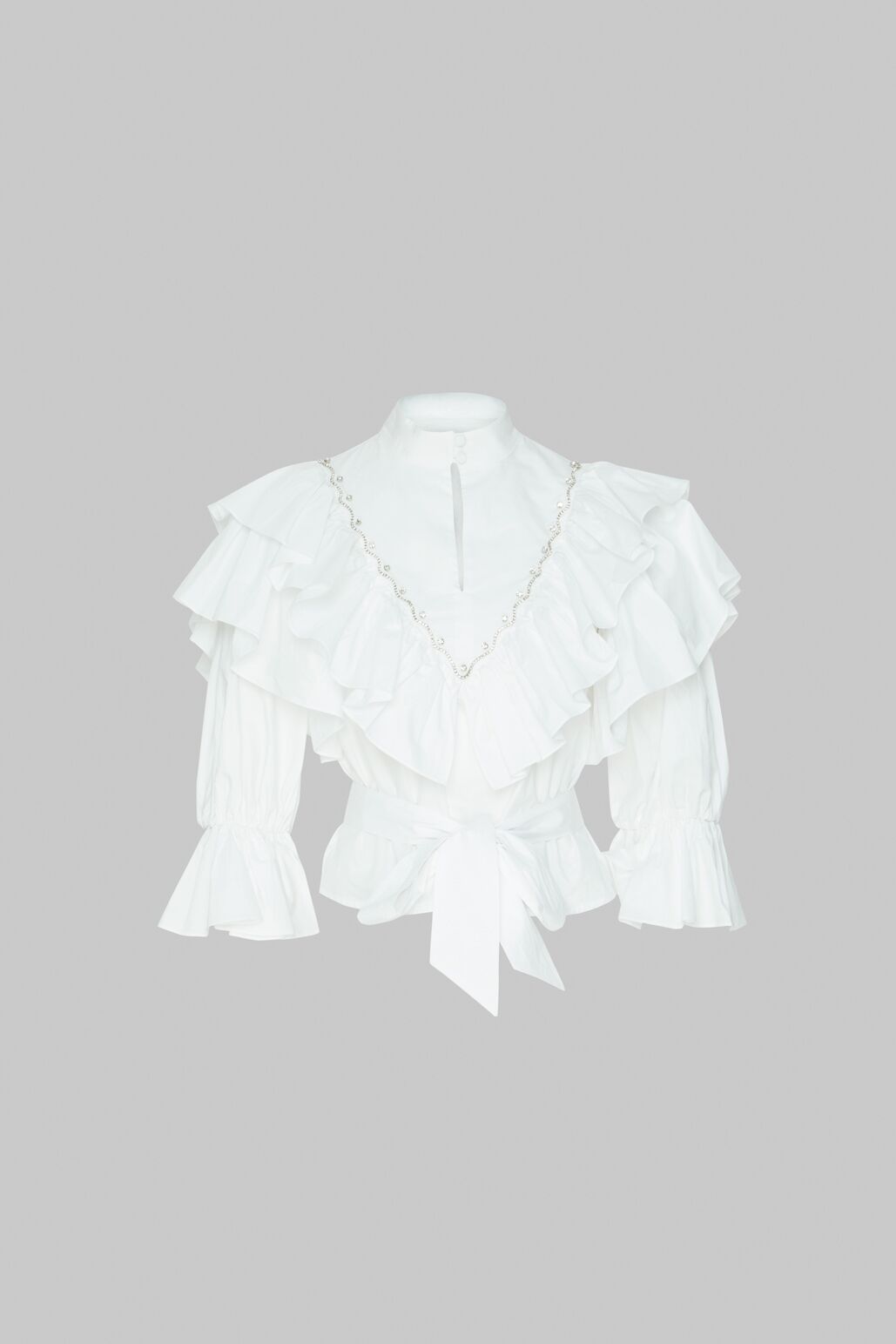  GIZIA - Flywheel And Embroidered Detailed Poplin White Blouse
