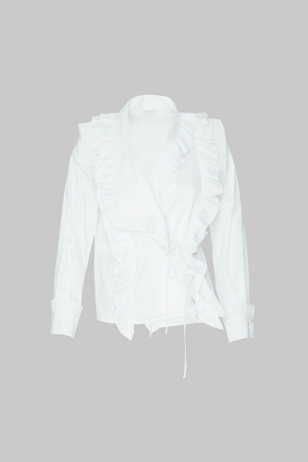  GIZIA - Ruffle And Embroidered Detailed Waistcoat White Poplin Shirt