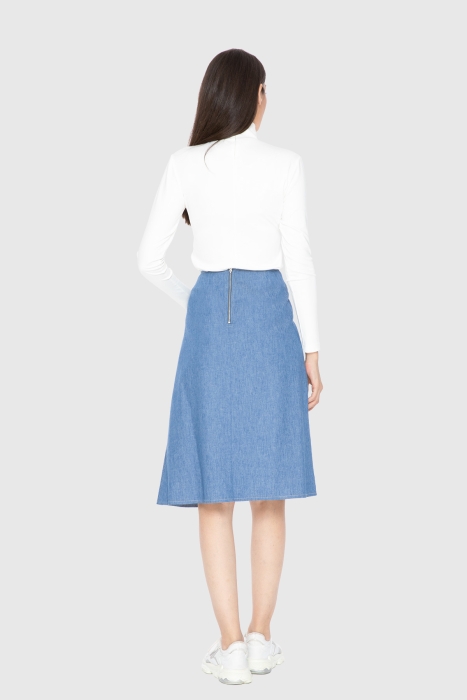 Gizia Belt Detailed Blue Skirt. 3